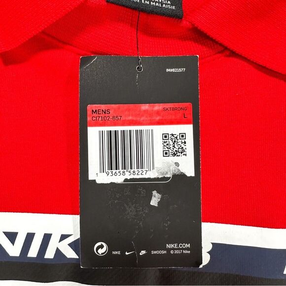 Nike SB Dry Long Sleeve Polo Top Size L Skateboarding Rugby Red Mens CI7102 657 - Picture 11 of 13